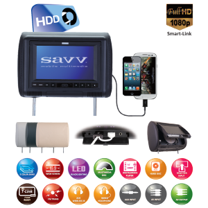 SAVV LM-T708D Smart link Headrest DVD and HDMI system